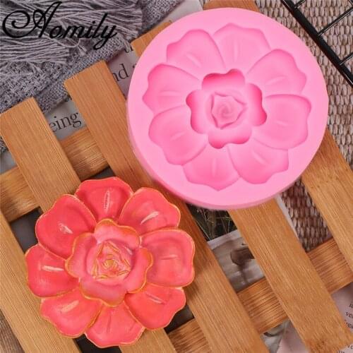 Aomily Peony Flower Silicone DIY Cake Mold Chocolate Fondant Mousse Jelly Candy Bakeware Mold Pastry Ice Block Soap Mould Baking