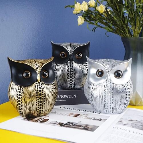 Owl Statue Sculpture Cartoon Owls Figurine Resin Artware Decorations Living Room Office Shelf Bookself TV Stand Home Decor Gifts