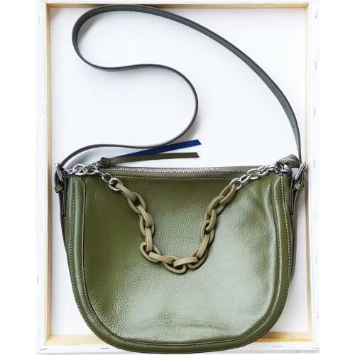 Genuine leather shoulder bags top leather Chains bags full grain leather crossbody bags Large capacity cow leather handbag