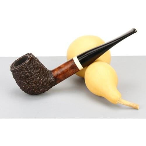 High Quality Briar Wood Pipe Random Carved Smoking Pipe 9mm Filter Straight Briar Pipe Briar Tobacco Pipe