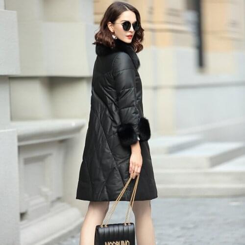 Genuine Leather Fox Fur Collar Womens Down 2020 Winter Jacket Women 100% Real Sheepskin Coat MY3785