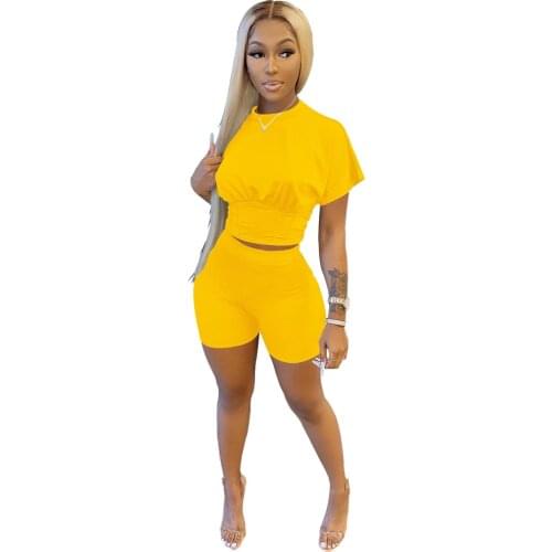 Women Two Piece Set Sexy Summer Clothes Elegant Short Sleeve Top Elastic Shorts Sweat Suits Matching Sets Tracksuit
