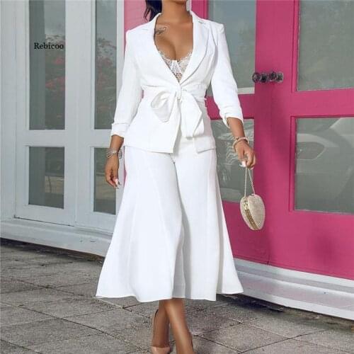 Ladies Professional Style Suit Suit Jacket and Wide-Leg Pants Office Wear Suit Women