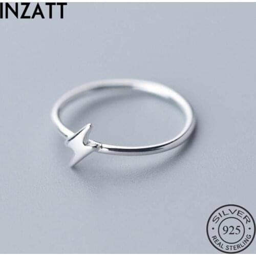 INZATT Real 925 Sterling Silver Minimalist Lightning Ring For Fashion Women Party Punk Fine Jewelry Accessories Birthday Gift