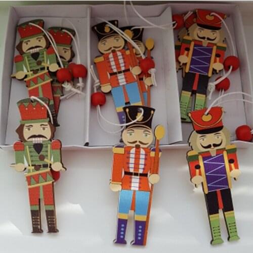 1/9pcs Wooden Nutcracker Soldier Christmas Tree Hanging Decor Nutcracker Puppet Xmas Wooden Pendants New Year Home Ornaments
