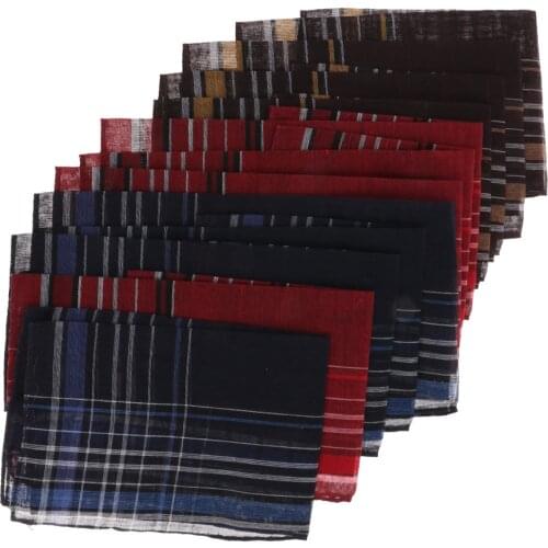 12pcs Mens Fashion Plaid Cotton Handkerchiefs Moisture-wicking Decorative Suits Hanky for Daily Use Special Occasions