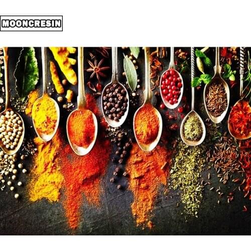 5D Diy Diamond Painting Cross Stitch Kitchen Seasoning Mosaic Painting Rhinestone Diamond Embroidery Wall Sticker Kitchen Decor