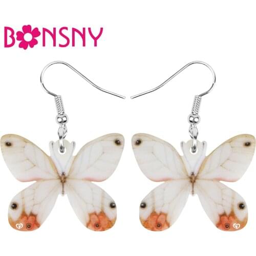 Bonsny Acrylic Gray Apollo Mountain Butterfly Earrings Lovely Big Insect Animal Dangle Drop Jewelry For Women Girls Spring Gift
