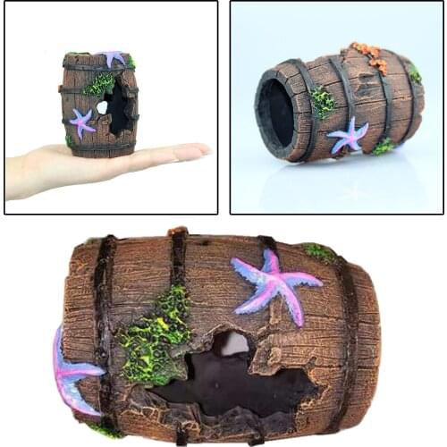 Aquarium Wine Barrel Resin Ornament Artificial Barrels Cave Fish Tank Landscape Decoration