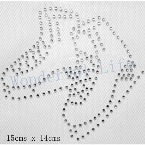 Free shipping SKATER ICE SKATING Iron On Hotfix Rhinestone Diamante Transfer Motif