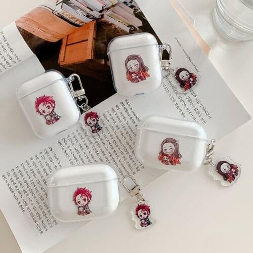 Cartoon Japan Demon Slayer Silicone Case For Apple Airpods Cover For Air Pods 1 2 Case Wireless Charging Soft Cover Protective