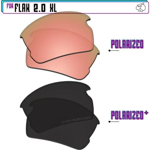 EZReplace Polarized Replacement Lenses for - Oakley Flak 2.0 XL Sunglasses - BlackP Plus-RoseP