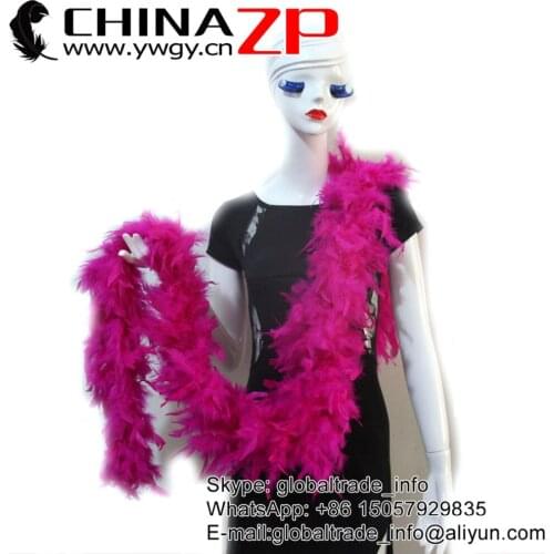 CHINAZP Factory Exporting 10yards/lot 80G/piece Fluffy Dyed Hot Pink Chandelle Feather Boas