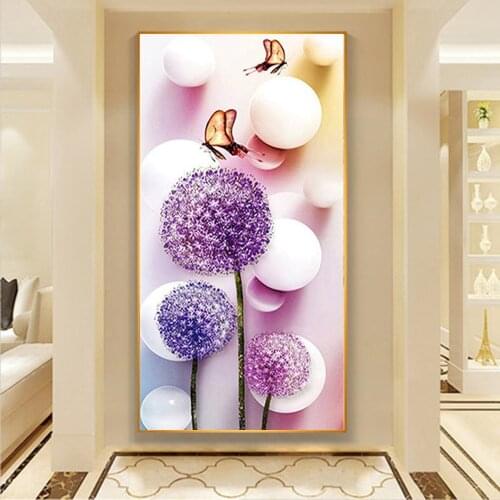 Huacan 5d Diamond Painting Full Drill Square Butterfly New Mosaic Flower Home Decor Diamond Art
