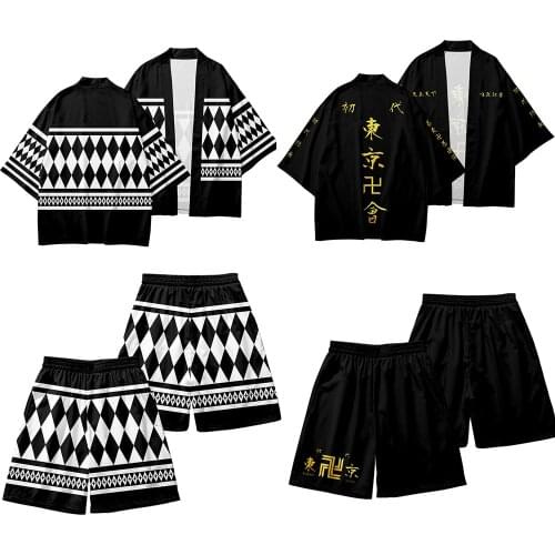 Anime Tokyo Revengers Cosplay Cloak Hanagaki Takemichi Ken Ryuguji Haori Kimono Coat Jacket Tee Men Short-sleeve Halloween Paty