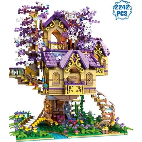 Creator Technical Cherry Tree House Building Blocks Sakura Street View Architecture Model Bricks Toys for Friends Holiday Gift