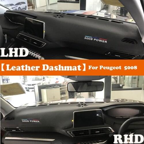 Leather Dashmat Accessories Car-Styling Dashboard Covers Pad Dash Mat Sunshade Carpet For Peugeot 5008 2017 2018 2019 2020 MK2