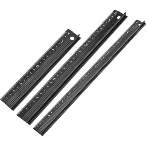 Protective Ruler Multi-functional Aluminum Alloy Woodworking Tools Ruler Non-slip Wood Cutting Straight Ruler Marking Measuring