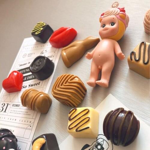 Heart Simulation chocolate Magnetic refrigerator sticker Home decoration accessories DIY cake message information Fridge Magnet