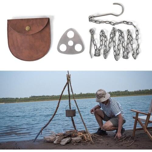 Multifunctional Portable Triangular Hanging Pot Bracket Outdoor Camping Rack Barbecue Picnic Ring Hook Camping Accessories