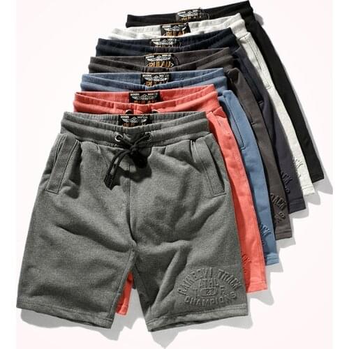 2021 Summer New Sports Shorts Mens Fashion Capris Pure Cotton Terry Elastic Waist Drawstring Casual Knee Length Sweatpants