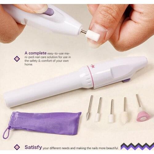 5 In 1 Professional Electric Nail Drill Kit Battery Manicure Pedicure Grinding Polishing Sanding File Pen Nail Art Tools Machine
