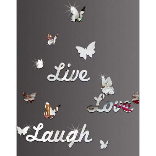 Butterfly Wall Sticker Mirror Stickers 3D large decal DIY acrylic Wall Decor Decal bedroom Bath Room Decoration mirror Art Mural