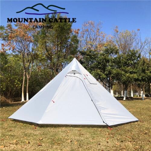 New 3-4 Person Ultralight Tent Pyramid Camping Tents Large Space With Rod Stovepipe Hole Awnings Outdoor Waterproof Sun Shelter