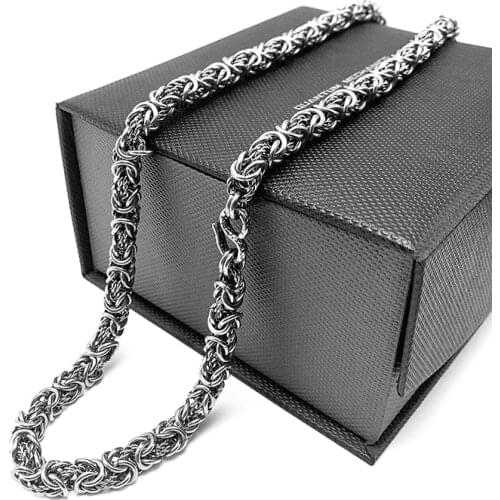 Healthy Mens Chian Pure Titanium 9X600 Mm Handmade Necklace Assemble By Small Rings