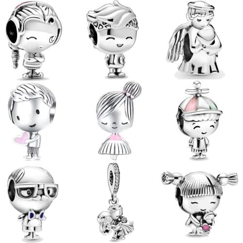 Paylor 2020 925 Sterling Silver Beads Boy & Girl Charms Fits Original Pandora Charms Silver 925 Bracelet Genuine Valentine Gifts