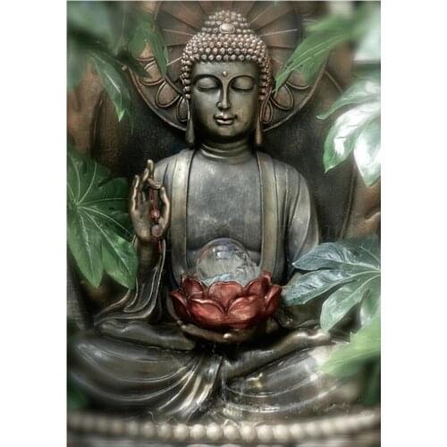 Full Diamond 5D Religious Diamond Painting Buddha Statue DIY Diamond Embroidery Kit Landscape Mosaic Home Decoration