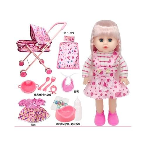 Full vinyl baby reborn talking girl newborn babies alive dolls with stroller toys set drinking water peeing bebe reborn l.o.l
