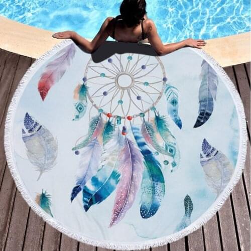 Beach Towels Round Large Fabric Bath Towels For Living Room Printed Microfiber Beach Mat Blanket Towels Home Decorative