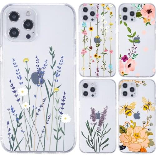 Clear Case Cute Girl Lavender Shockproof Flower Soft and Flexible TPU Phone case For iPhone 12 Mini Pro 11 X XR Max 7 8 Plus