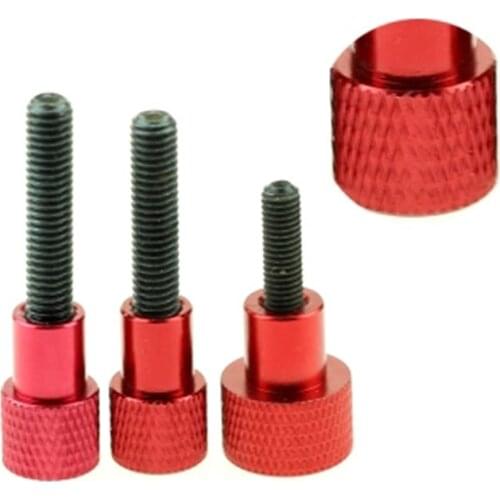 1Pcs M6 Aluminum alloy handle Harden High head Knurled Hand screws Step Screw bolt Length 10mm-25mm red