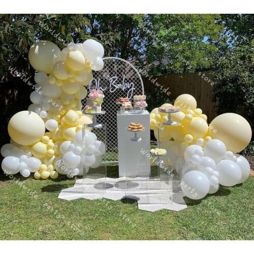 Globos 2021 Macaron Yellow Pastel Latex White Balloon Garland Globals Ballon Arch for Baby Shower Birthday Wedding Party Decor