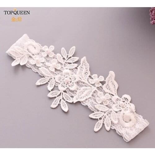 TOPQUEEN Wedding Garters Lace Embroidery Floral Sexy Garters for Women/Bride Thigh Ring Bridal Leg Garter Bridal Garter TH25