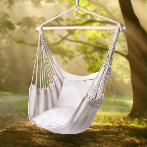 Outdoor Hammock Swing Thicken Chair Garden Hanging Swing Chair Relaxation Canvas Swing Travel Camping Lazy Chair With 2 Pillow