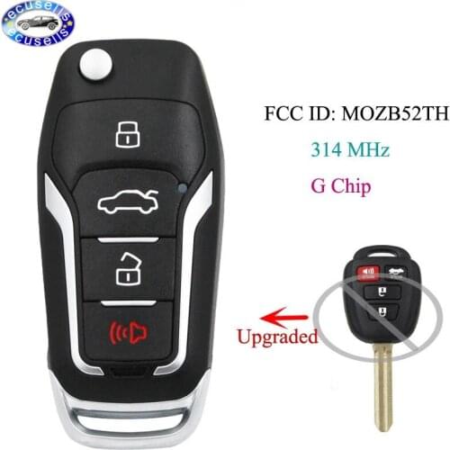 Upgraded Flip Remote Car Key Fob 314MHz G Chip for 2014-2016 Scion tC iQ / for Toyota Yaris FCC ID: MOZB52TH