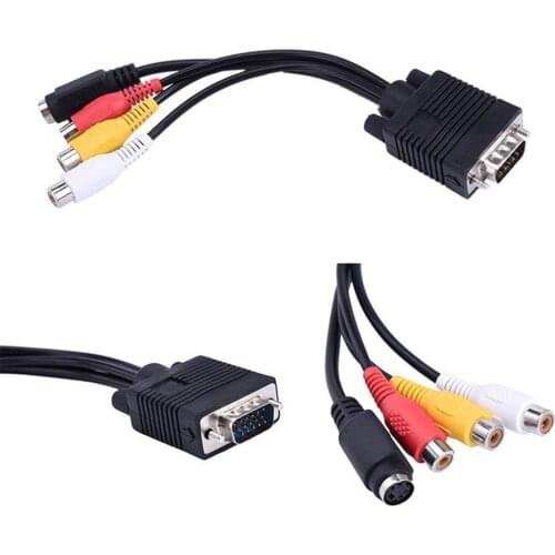 VGA SVGA TO S-Video 3 RCA Composite AV TV Out Converter Adapter Cable PC Cord Standard Sub-D VGA Input Dropshipping Hot Sales