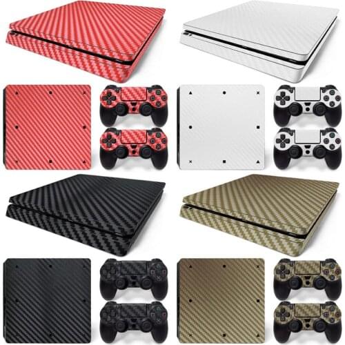 For PS4 Slim Skin Gold Black Pink Red White Carbon Fiber Skin High Qulaity Decorative Sticker Decal Cover for PS4 Slim Console