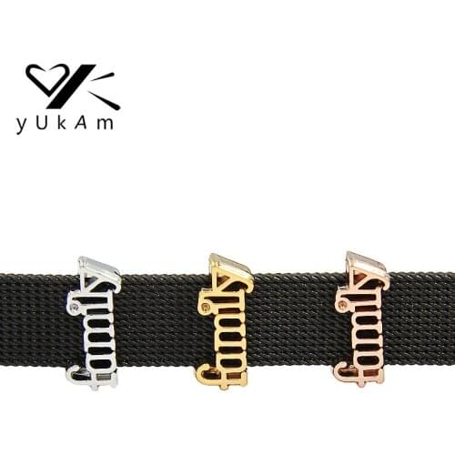 YUKAM Keys Gold Family Slide Charms Keeper for Reversible Stainless Steel Mesh Keeper Bracelet Bangle Jewelry Accessories Making