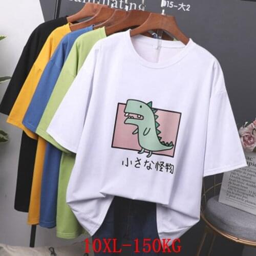Large size womens T-shirt plus size 7XL 8XL 9XL 10XL summer round neck short sleeve loose black and white red big T-shirt top