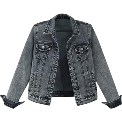 2021 Autumn Fashion Womens Denim Jackets Vintage Long Sleeve Black Denim Jacket Jeans Top Jaquetas Jeans Femininas