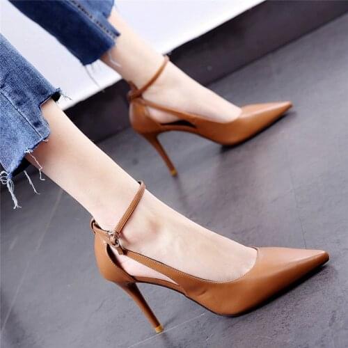 Women Sandals Summer Gladiator Fine High Heels Leather Peep Toes Ankle Buckle Strap Woman Party Shoes Black Sandalia Mujer 2021