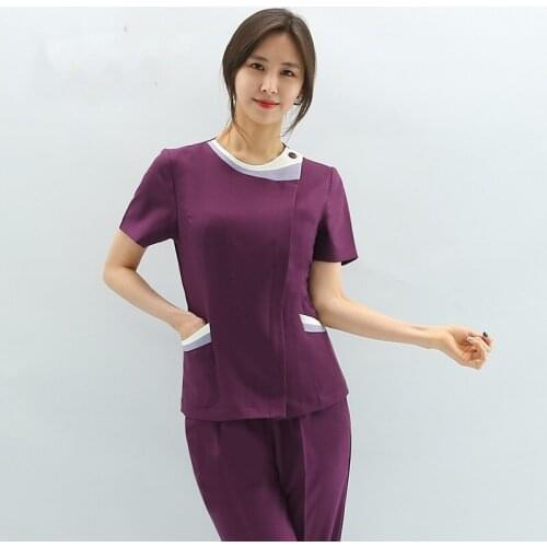 Beauty Salon Beautician Work Clothing Health Museum Spa Technician Suit Womens Elegant Quality Massage Set Dental Uniform AS269
