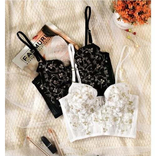 Womens Underwear Thin Big Breasts Brassiere Embroidery Bra Widened Back Row Buckle Top Women Lingerie Push Up 70 75 80 85 Cups