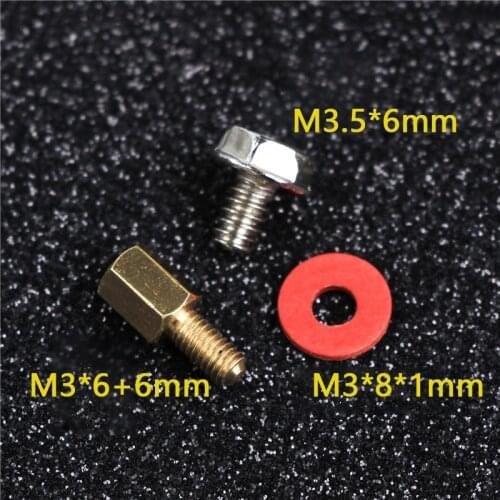 30Pcs Assorted M3 Computer Golden Motherboard Riser+Silver Screws + Red Washers Set