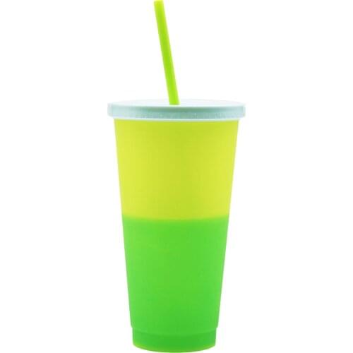 720ml Discoloration Cup Fixed Ring Heat Insulation No Odor Color Changing Cold Cup with Lid Straw for Home