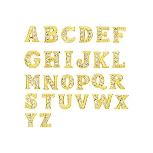 20PCS/lot Gold Color Rhinestones Alphabet Letters "A - M Can Choose " DIY Alloy Floating Locket Charms Fit For Memory Locket